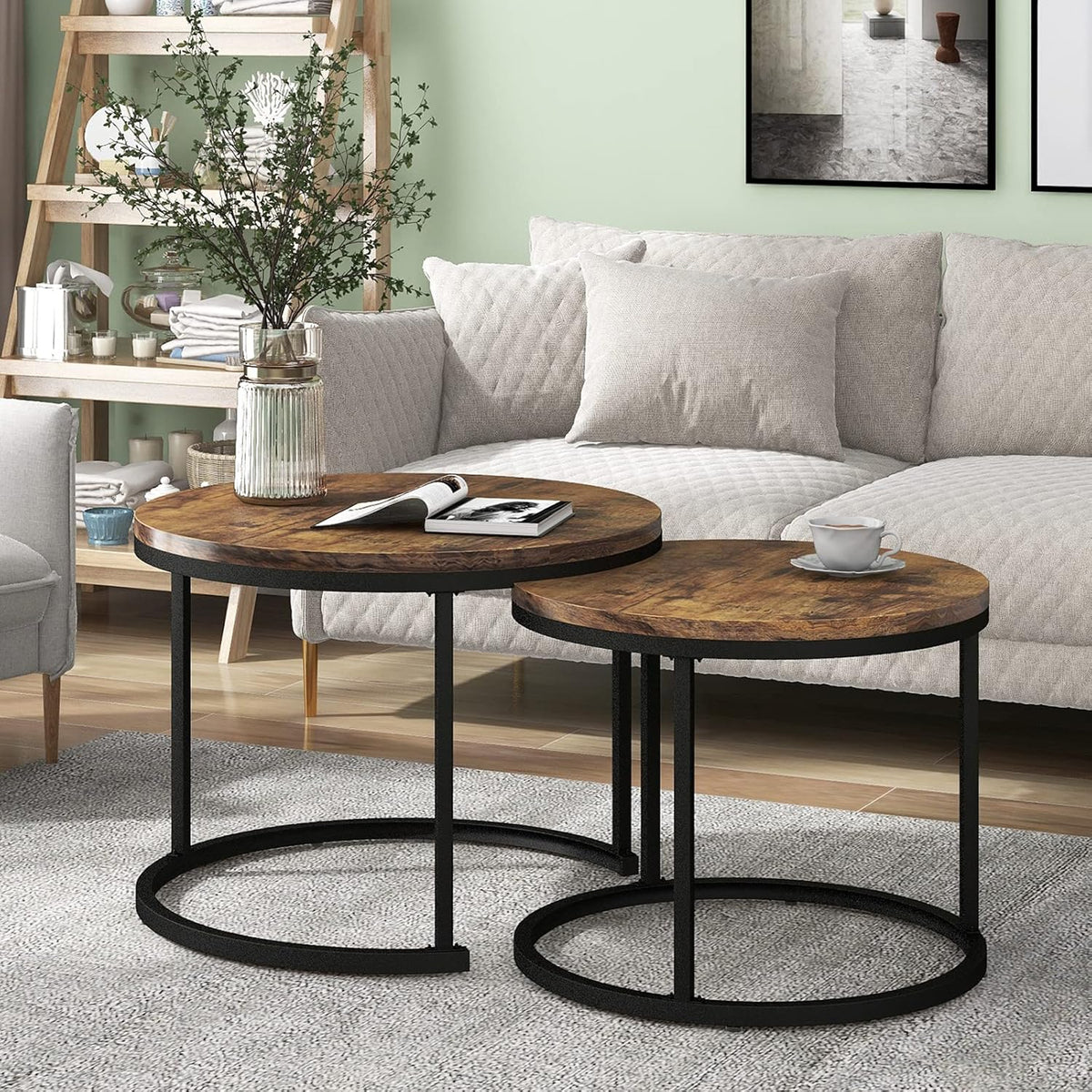 Koffietafel - Table - Coffe table - Living Room Table - Moderne minimalistische stijl - Combinatie salontafelset - Home Leisure Table - Eenvoudige hoge salontafel - Bruin