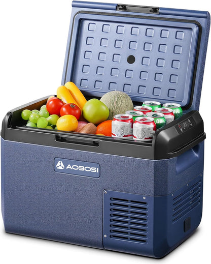 AAOBOSI 25 liter compressor-koelbox: koelbox, 12 V, 230 V, IPX4 waterdicht, draagbare koelbox, elektrisch -20 °C tot 20 °C, voor auto, vrachtwagen, boot, camper, camping, vissen, reizen, tuin