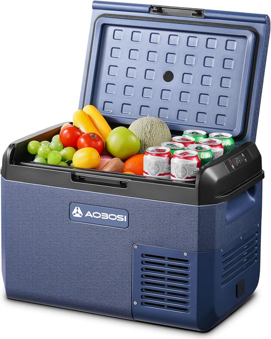 AAOBOSI 25 liter compressor-koelbox: koelbox, 12 V, 230 V, IPX4 waterdicht, draagbare koelbox, elektrisch -20 °C tot 20 °C, voor auto, vrachtwagen, boot, camper, camping, vissen, reizen, tuin