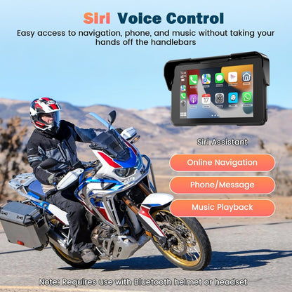 CarPlay Display Motorfiets – Motorfiets Navigatiesysteem – CarPlay Scherm – Android Auto Interface – Bluetooth Helmverbinding – 5 Inch HD Touchscreen – Waterdicht IP67