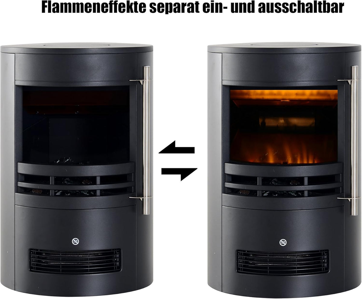 Elektrische Haard – Open Haard – Wandhaard – Staande Haard – Kachel – Sfeervol Vlameffect – 2 Warmtestanden 900/1800W – Compact 41x41x64,5 cm - QUORE