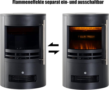 Elektrische Haard – Open Haard – Wandhaard – Staande Haard – Kachel – Sfeervol Vlameffect – 2 Warmtestanden 900/1800W – Compact 41x41x64,5 cm - QUORE