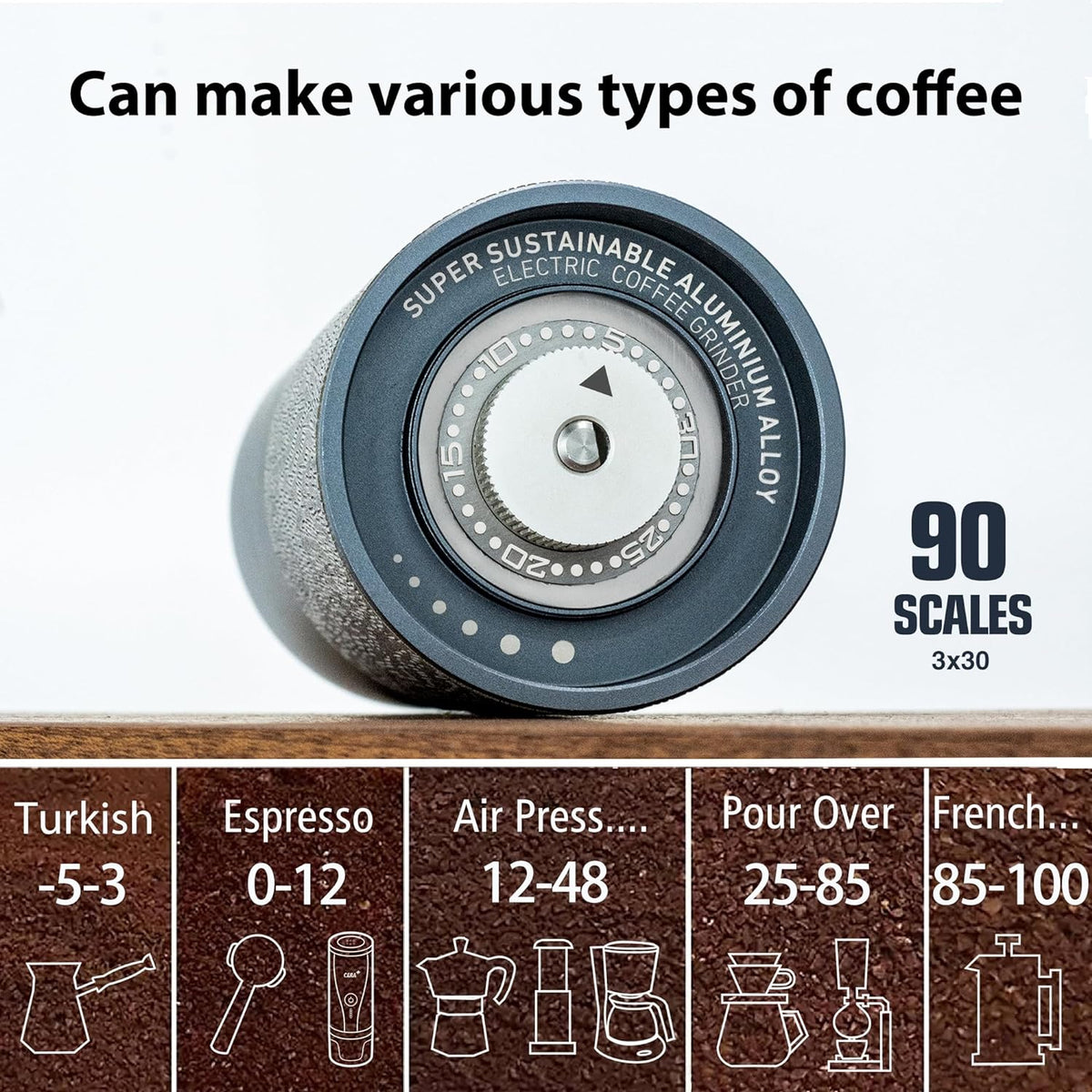 Elektrische Kegelmolen met Draagtas – Koffiebonenmolen – Koffiemolen – Espressomolen – Draagbare Koffiemolen – 90 Maalstanden – 40 Min Opladen