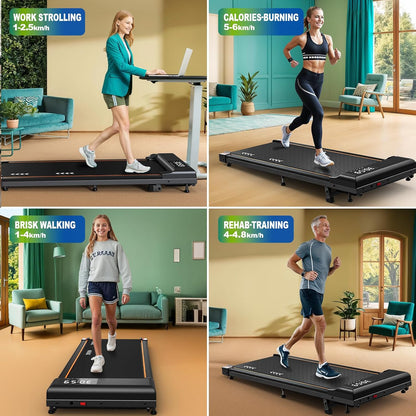 Loopband - Elektrische Loopband - Wandelpad - Wandel-Joggingmachine - met 7% Helling - Bluetooth-Verbinding - 2.25 pk - 1-6 km/u - 7-laagse Loopoppervlak - Zwart