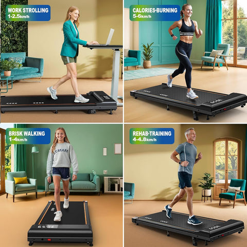 Loopband - Elektrische Loopband - Wandelpad - Wandel-Joggingmachine - met 7% Helling - Bluetooth-Verbinding - 2.25 pk - 1-6 km/u - 7-laagse Loopoppervlak - Zwart