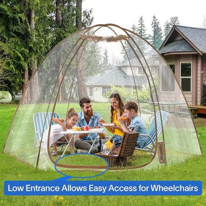 EighteenTek Bubble Tent Scherm Huiskamer Kas Camping Tent Luifel Tuinhuisjes 4-6 Personen voor Patio's, Grote Oversized Weerpod Pop-up Tent, Koude Bescherming Beige 35 cm x 25 cm