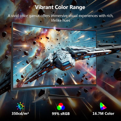 Z-Edge Gaming Monitor 27 inch 200 Hz, 1 ms, FreeSync, Screen FHD 1080P with DP Cable, 350cd/m², 1500R VA Frameless, HDMI2.0 & DP1.4, VESA, sRGB 99%, 178° Angle View, Adjustable Tilt