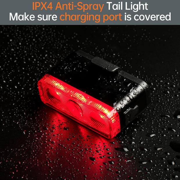 Fietslamp - Fietslicht - Fietsachterlicht - Krachtig Fietsachterlicht - Oplaadbaar - 500Lm - met Bewegingssensor - USB-C-Oplaadpoort - 3 Constante - 2 Knippermodi - Waterbestendig - Rood Licht - Zwart