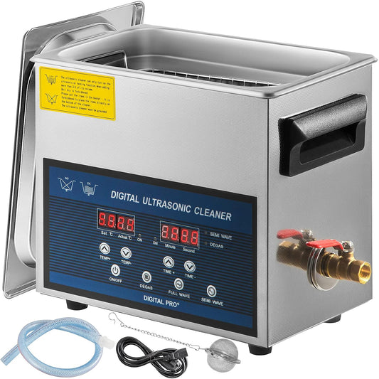 Ultrasone Reiniger – Ultrasoon Schoonmaakapparaat – Sieradenreiniger – Brillenreiniger – Horlogereiniger – 6 Liter Capaciteit – Roestvrijstalen Tank – Dubbele Frequentie 28/40 kHz