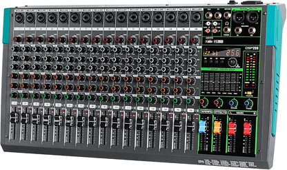Professionele 16-Kanaals Mixer – Audiomixer – Mengpaneel – Mengtafel – Geluidsmixer – 48V Fantoomvoeding – 256 DSP-Effecten