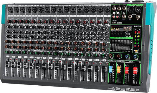 Professionele 16-Kanaals Mixer – Audiomixer – Mengpaneel – Mengtafel – Geluidsmixer – 48V Fantoomvoeding – 256 DSP-Effecten