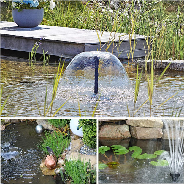 4 in 1- Vijverpomp - Fontein - Waterpomp - Fonteinpomp - voor Tuinornament - Fontein Ontwerp - met Filter - 9W - UV-zuiveringsfilter - 2500L Capaciteit - 1000 l/h - 28 W - 1.6m Hefhoogte - 220-240V - 50 Hz - 30 x 23 x 56.5 cm - Zwart