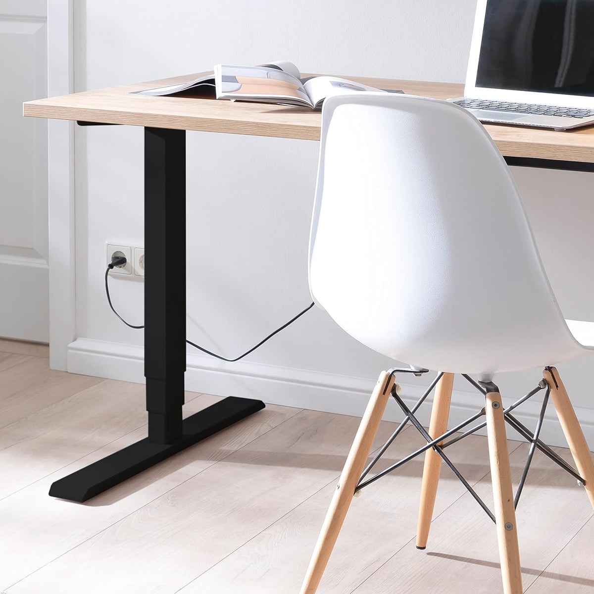 boho office® Homedesk - Infinitely Electric Height-Adjustable, Black Desk, Table Base with Memory Function, Very Modern Impact Protection and Child Safety - QUORE