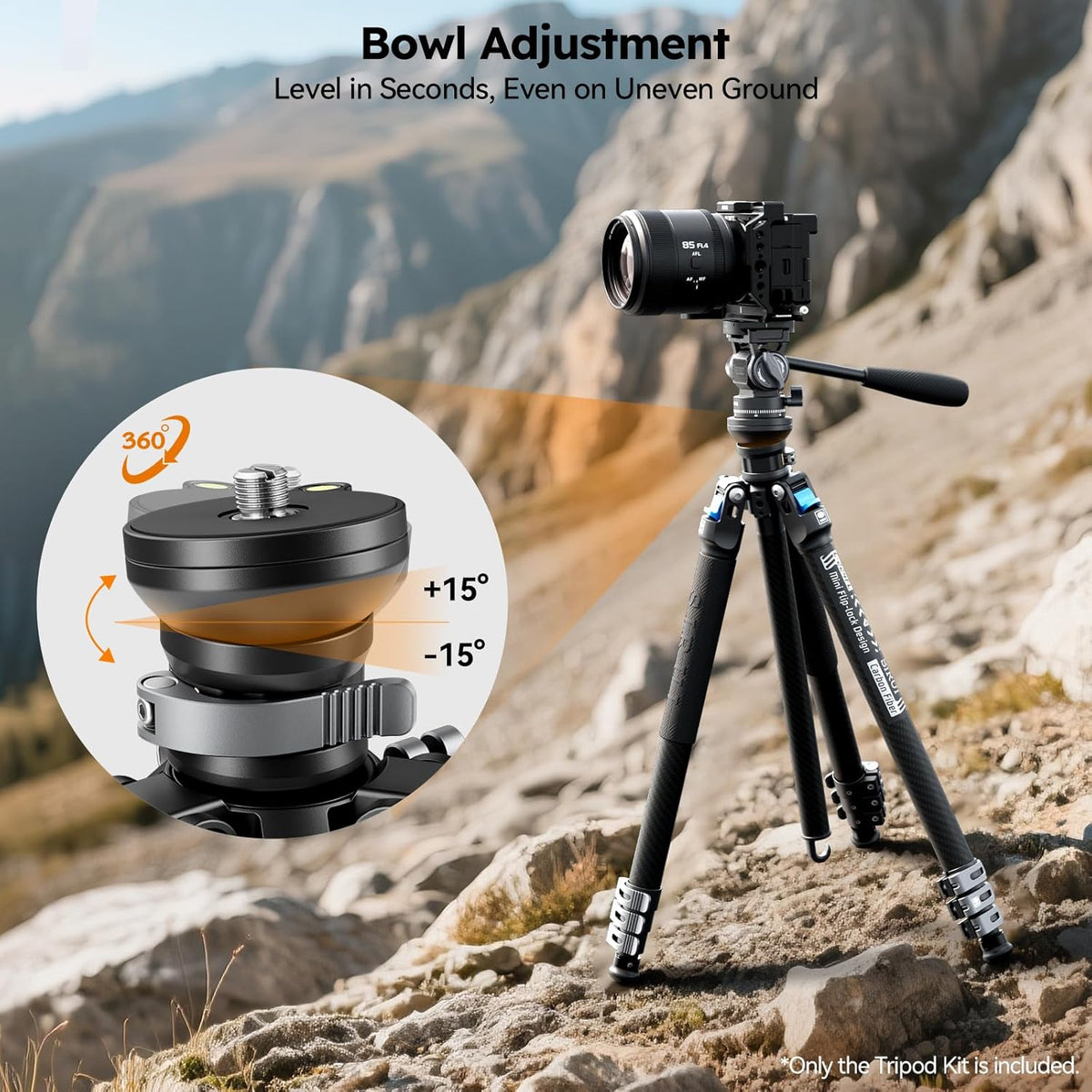 Statief – Reisstatief – Camerastatief – Fotostatief – Videostatief – Koolstofvezel, Vloeistofkop – Lichtgewicht 1,43 Kg, 152 Cm