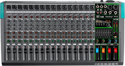 Depusheng PA16 Professionele Audio Mixer Soundboard Console Interface 16 Kanaals Digitale USB Bluetooth MP3 Computer Input 48V Fantoomvoeding Ingebouwde 99 Reverb Effect