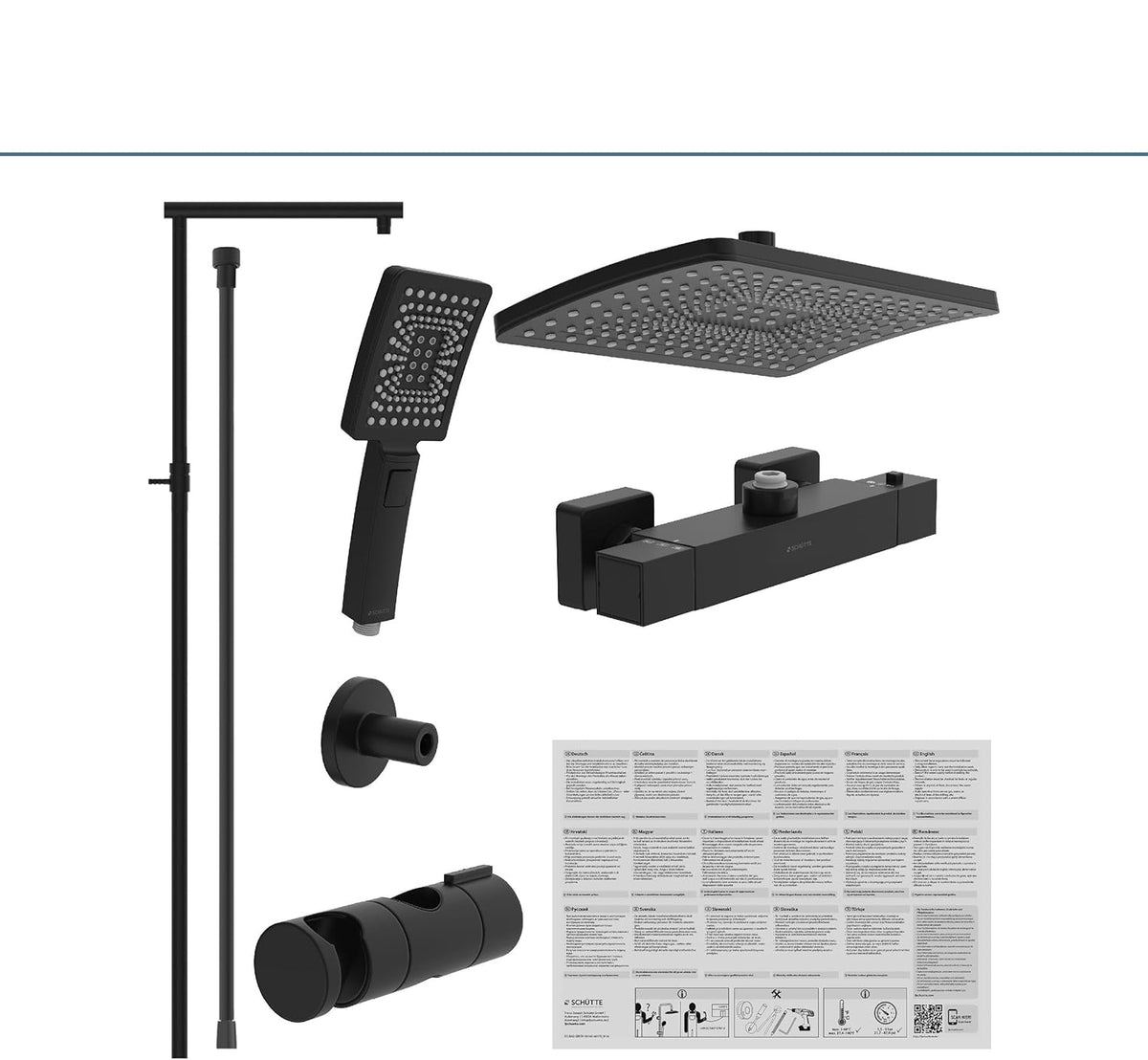 Doucheset – Douche Systeem – Regendouche – Handdouche – Douchekop – Thermostaatkraan – Grote Regendouche 32x20 cm – In Hoogte Verstelbare Handdouche