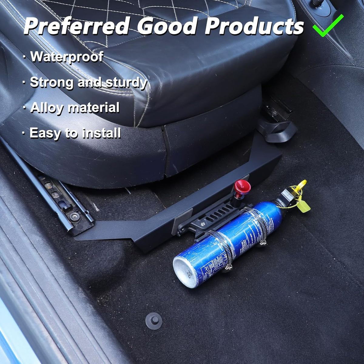 Onder Co-Pilot Seat Brandblusser Montagebeugel Compatibel met SEAT Leon 2008-2012 Aluminium Verstelbare Quick Release Roll Bar Brandblusser Fleshouder