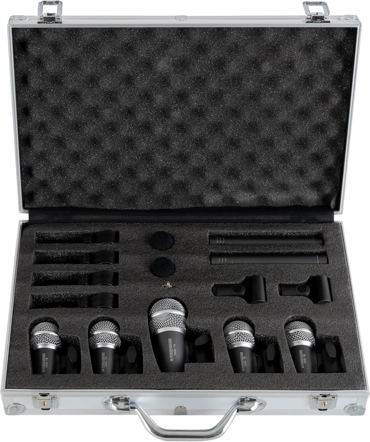 7-Delige Drum Microfoonset – Drum Microfoon Set – Drumset Microfoon – Opname Microfoonset – Percussie Microfoonset – Compacte Microfoons Voor Nauwkeurige Plaatsing – Inclusief Stevige Aluminium Koffer