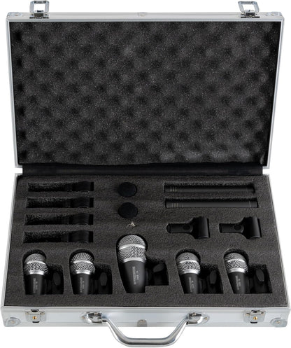 7-Delige Drum Microfoonset – Drum Microfoon Set – Drumset Microfoon – Opname Microfoonset – Percussie Microfoonset – Compacte Microfoons Voor Nauwkeurige Plaatsing – Inclusief Stevige Aluminium Koffer