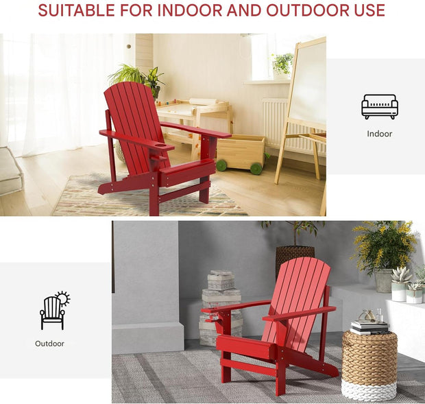Adirondack - Tuinstoel - Relaxstoel - Ligbank - Ergonomische Rugleuning - Stevige - voor Tuin - Balkon - Terras - Sparrenhout - 72 x 94 x 93 cm - Rood