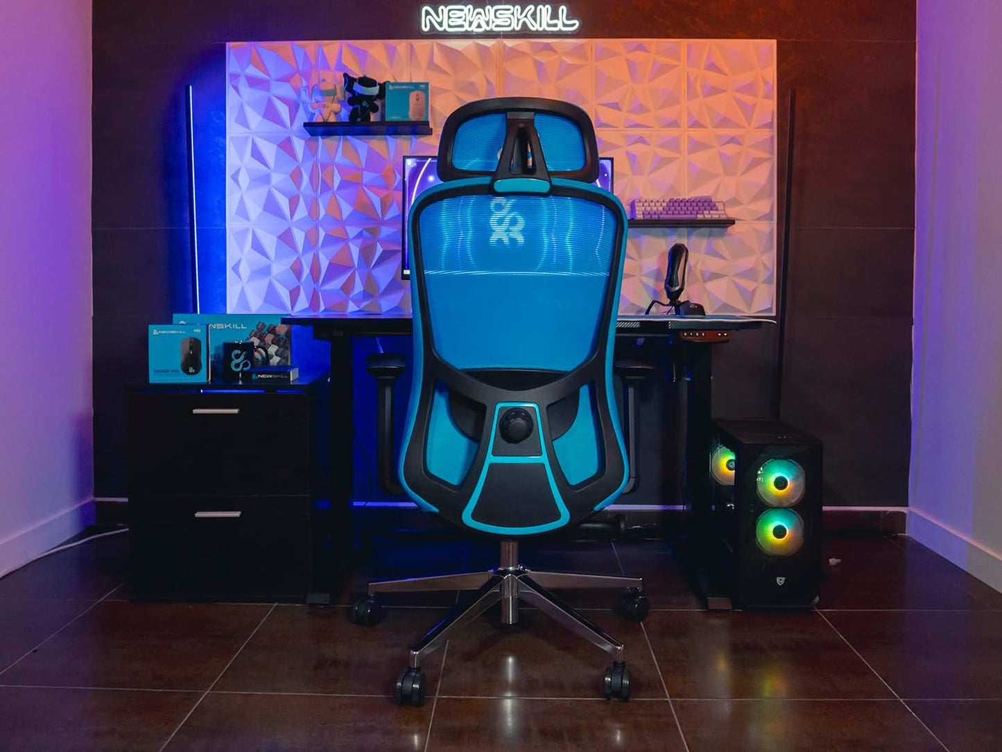 NEWSKILL Nue ergonomische gamingstoel, zwart, blauw