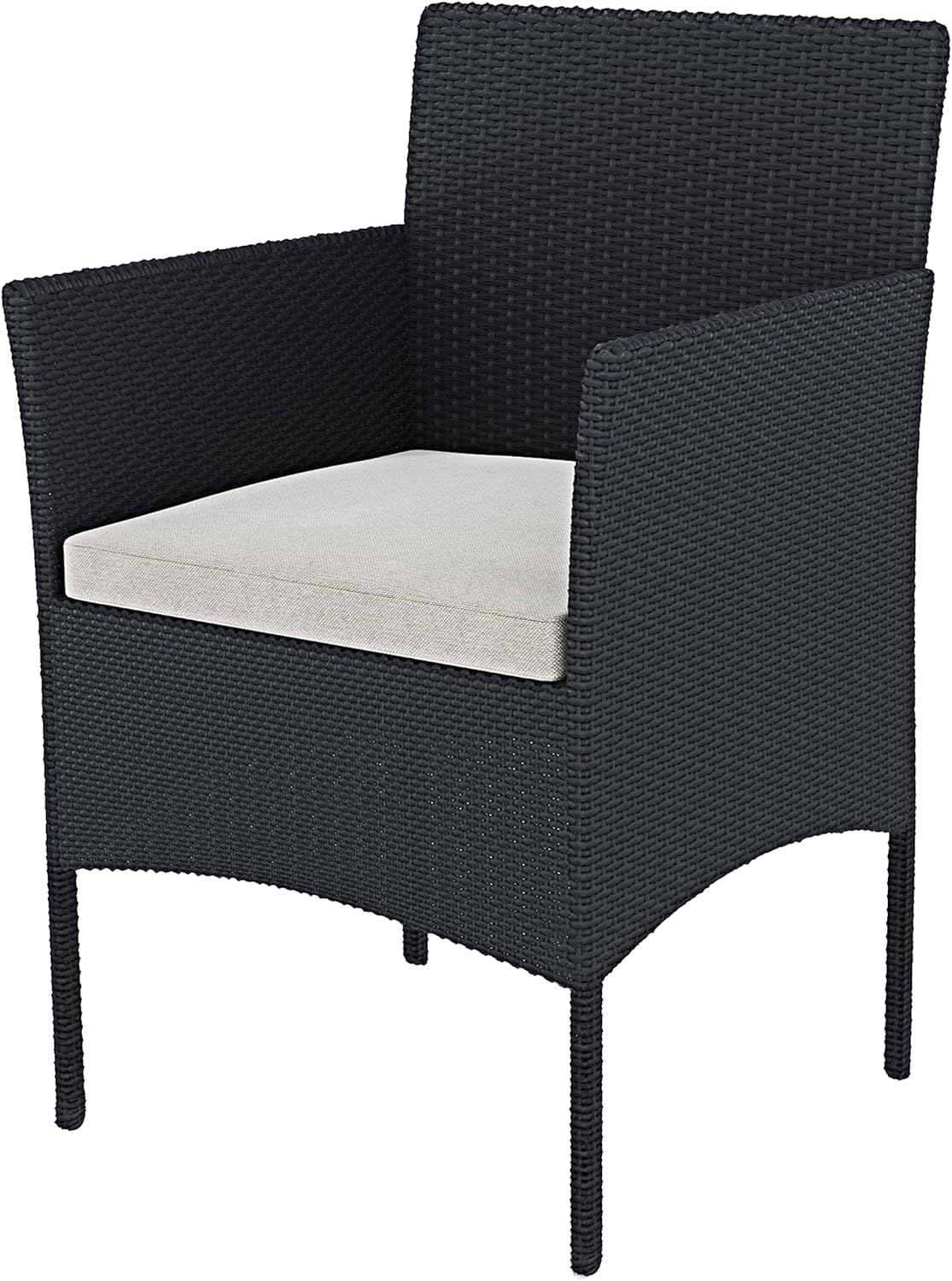 Arreditaly Tuinmeubelset, woonkamer, rotan, 4-zits met tafel en glazen rek, 2 stoelen en 2-zits, voor tuin, buitenzwembad, afneembare kussens (zwart)