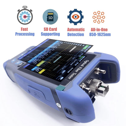 Elfcam® - OTDR voor FTTH, 24dB/22dB 1310nm/1550nm, draagbare 4-in-1 OTDR + VFL+ OPM + OLS, OTDR glasvezeltester/optische domein reflectometer, tot 60 km (ELF-3800)