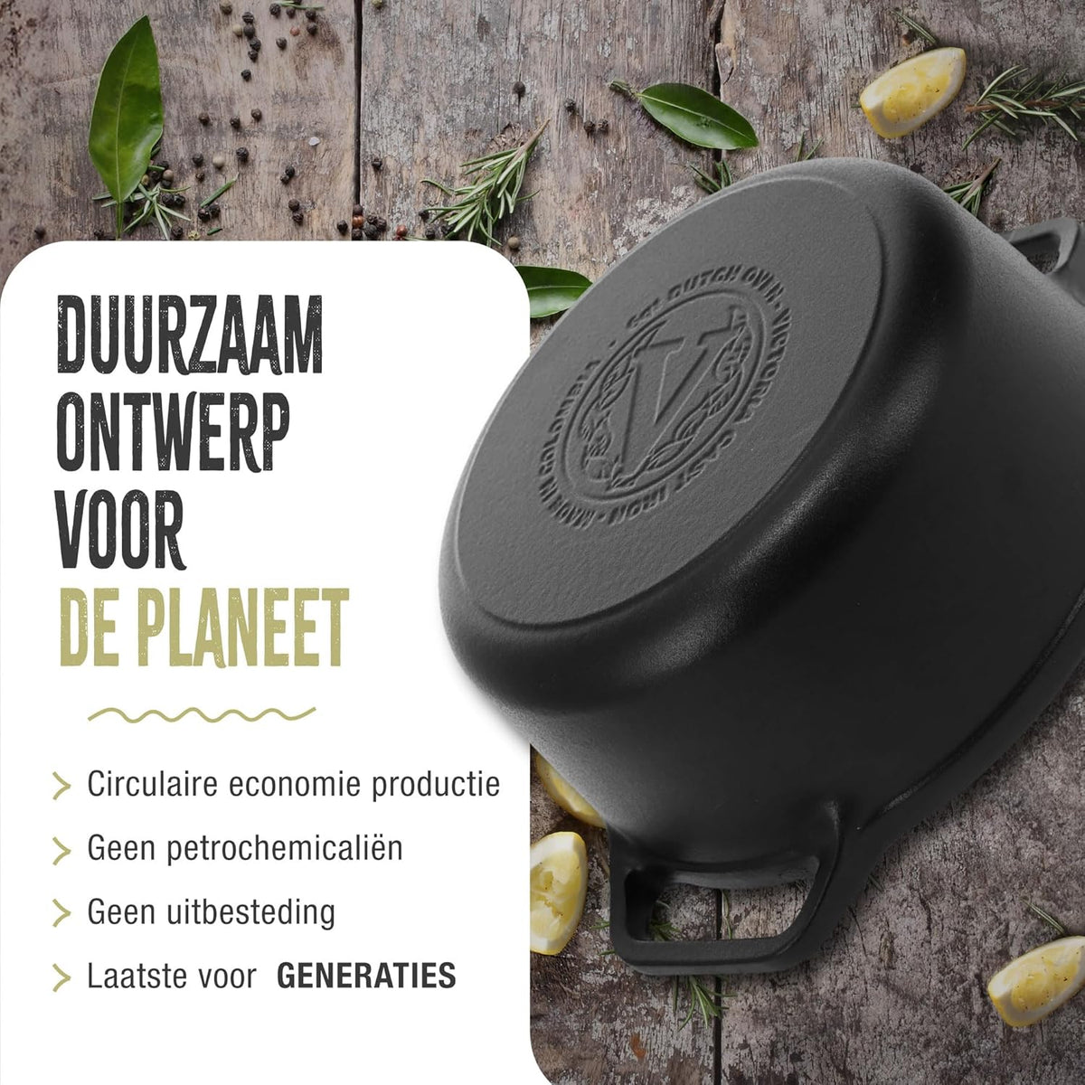 Victoria Dutch Oven Inductie Geëmailleerd Gietijzer 29cm, Cocotte 6,6L, PTFE en PFOA vrij, Geschikt voor Vuur, Barbecue, Oven, Kookplaat, Keramische kookplaat, Gas