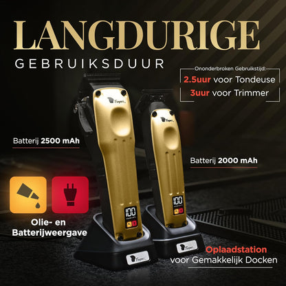 Fagaci Professionele Tondeuse voor Mannen met Superieure Precisie, Borstelloze Motor Kappers Tondeuse en Trimmer Set, 5X Langere Scherpte, Draadloze Haarknipset voor Kappers