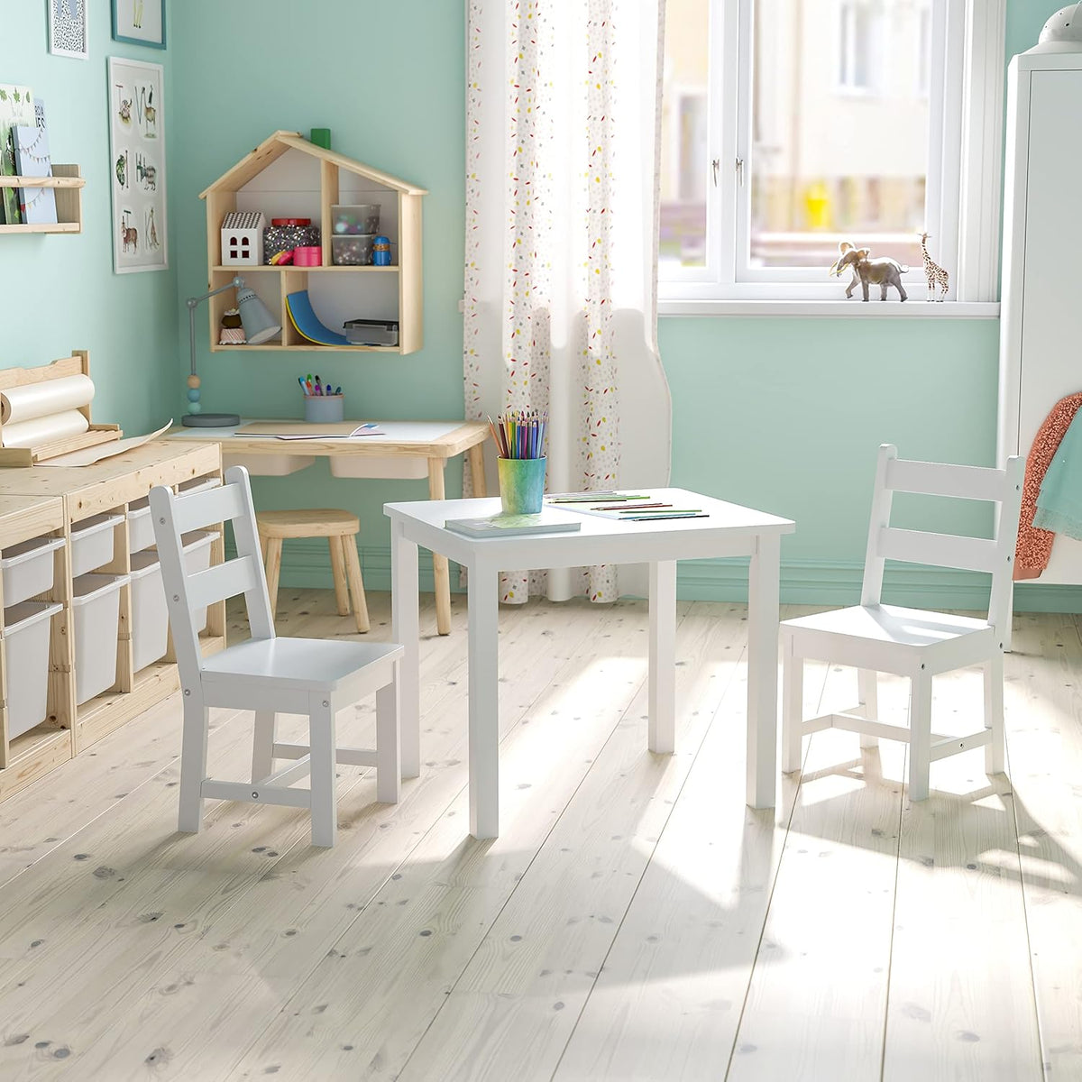 Flash Furniture Vierkante activiteit tafel sets, ontworpen hout, wit - QUORE
