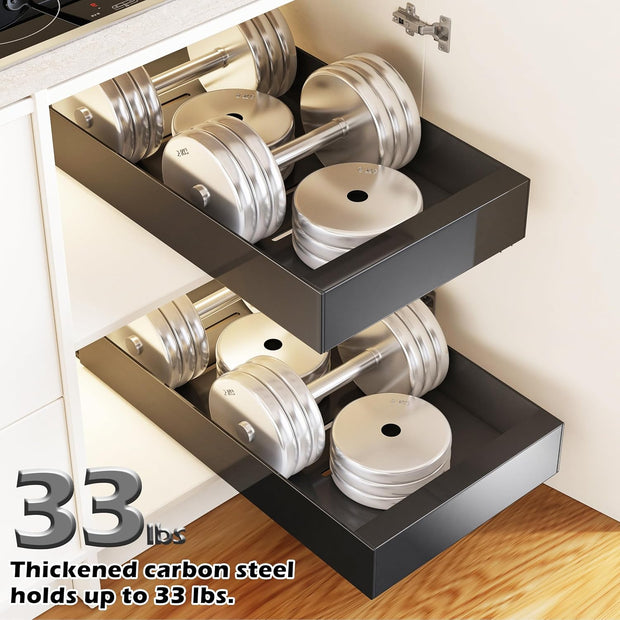 Telescopische Lade - Uittrekbare Lade - Schuiflade-Mechanisme - 2 stuks - voor Keuken - Uitbreidbare - 25 x 43 x 7 cm - Zwart