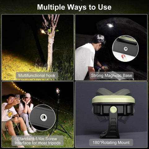 KLARUS WL3 campinglamp, 13500 mAh hoge capaciteit oplaadbaar werklicht, 1500lm camping lantaarn met 6 modi -lichten, magnetische basis, haakfunctie, IPX5 voor kamperen, nachtvissen