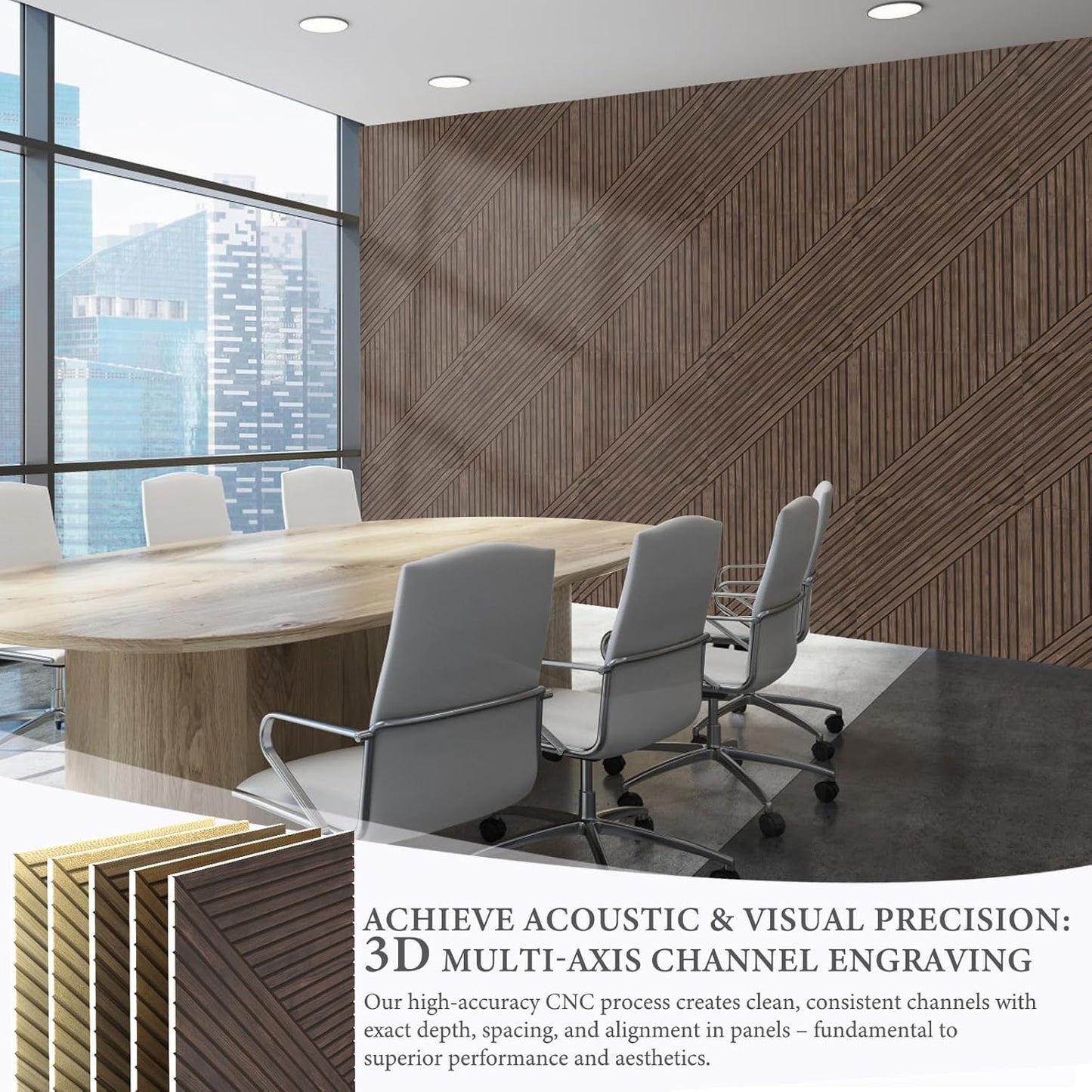Akoestische panelen – Geluidsabsorberende wandpanelen – Geluiddempende panelen – Akoestische wandpanelen – Decoratieve wandpanelen – Donker walnoot – Zelfklevend – 6 Stuks 60 X 60 X 1 Cm