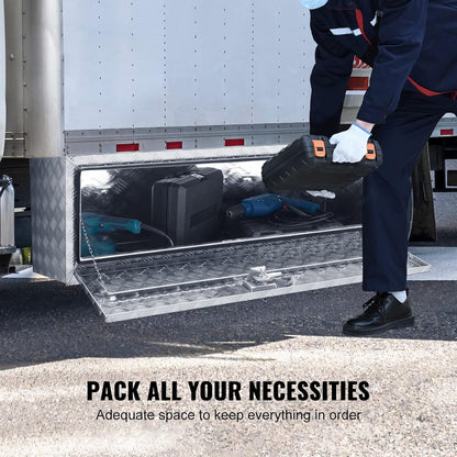 VEVOR Bodem-vrachtwagenbox, 1219 x 430 x 460 mm pick-up-opbergdoos, aluminium gereedschapskist met slot en sleutels, waterdichte gereedschapskist voor vrachtwagen, bestelwagen, aanhanger enz.