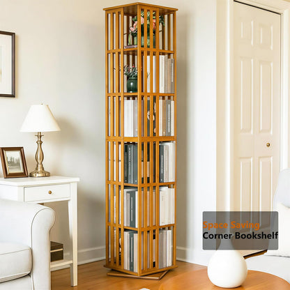 Draaibare Boekenkast – Rotatie Kast – Swivel Boekenkast – Boekenplank – Opbergkast – 360° Draaiend – Hoog 190cm – Ruimtebesparend Bamboe