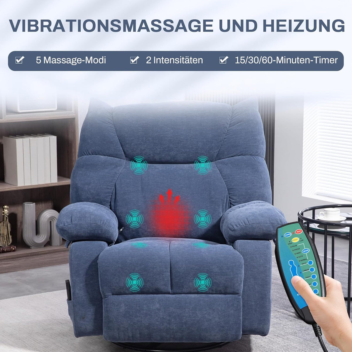 Relaxstoel – Massagestoel – Fauteuil – Elektrische Lounge Chair – Massagezetel – Met Massage- En Warmtefunctie – Verstelbaar Tot 145° Ligstand