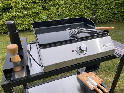 LITTLE BALANCE 8713 Biscarosse 50-35, elektrische grillplaat, geëmailleerd gietijzer, XL, 2150 W, 100% Franse productie, roestvrij staal