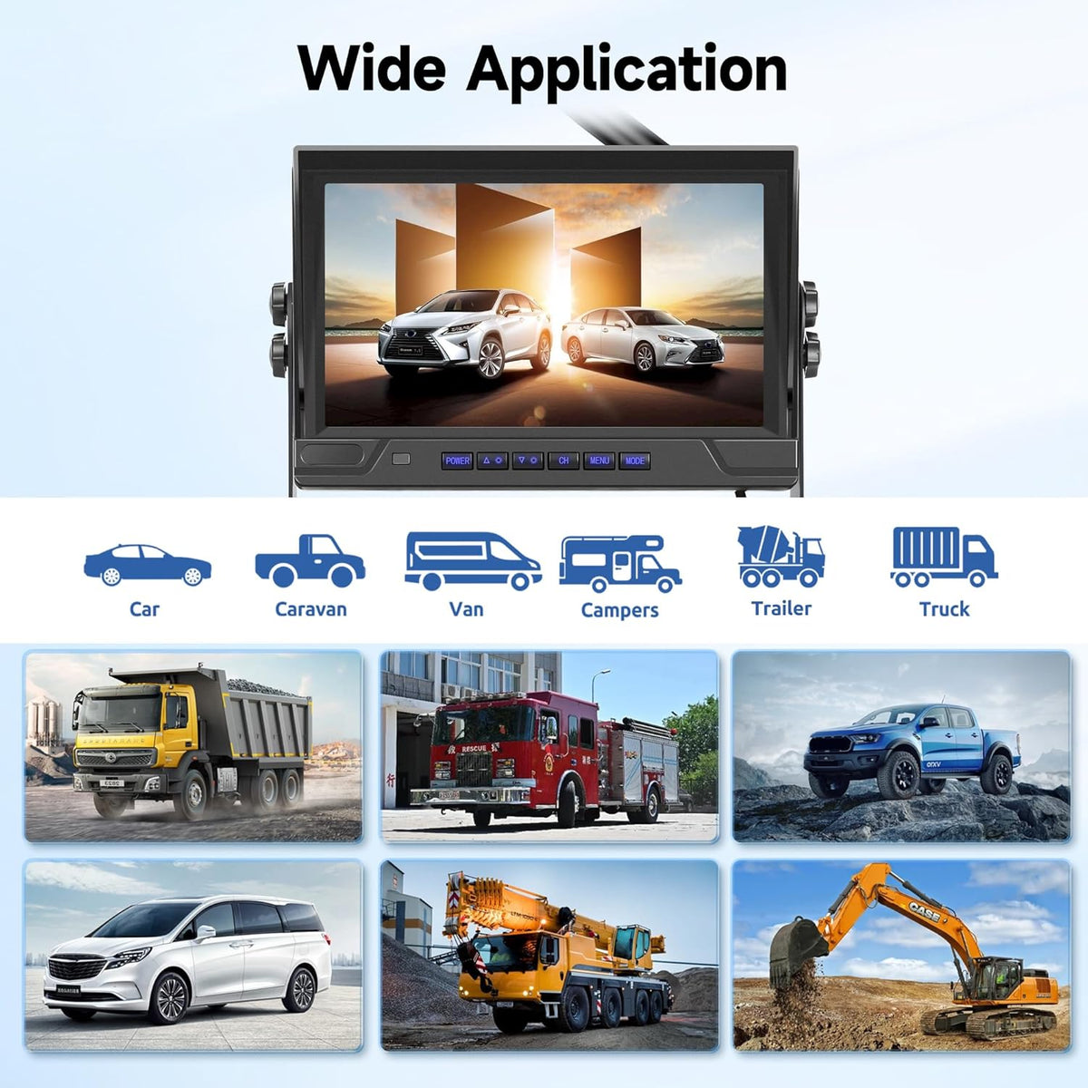 Wireless Digital Rear View Camera, 2 Camera Set with 9 Inch IPS Monitor, IP68 Waterproof Rear View Camera, Night Vision, Image Rotation, BSD, Loop Video, for Truck, Trailer, RV, Bus, - QUORE