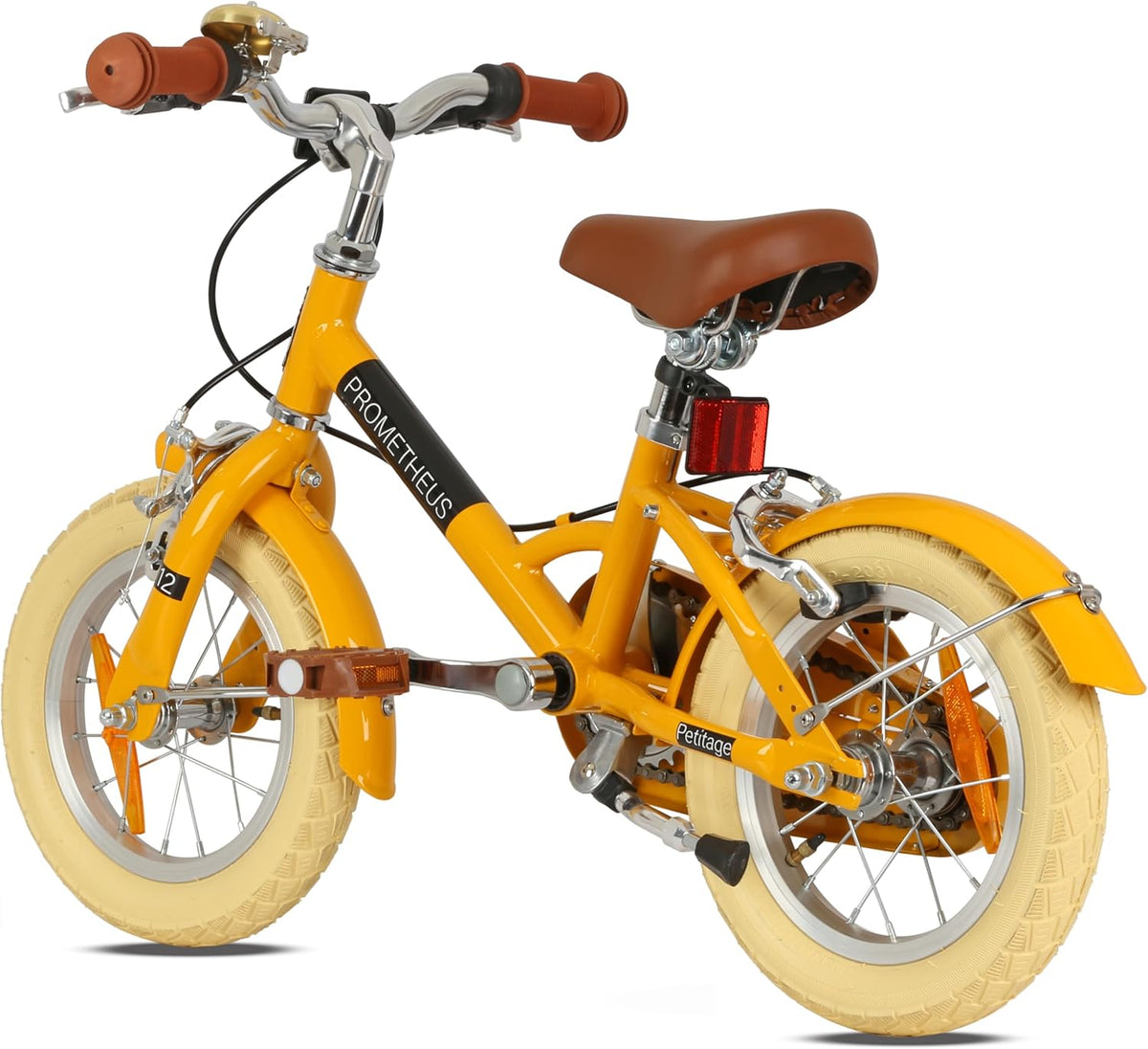 PROMETHEUS BICYCLES Petiday Retro kinderfiets vanaf 3 jaar, 12 inch, voor meisjes en jongens, geel