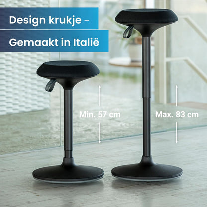 Ergotopia Dykó Ergonomische Bureaukruk - Ergonomische kruk met zwaaieffect - In hoogte verstelbaar Stabiliteitskruk 56-83 cm - 360° draaibare werkplekkruk met dynamische voet
