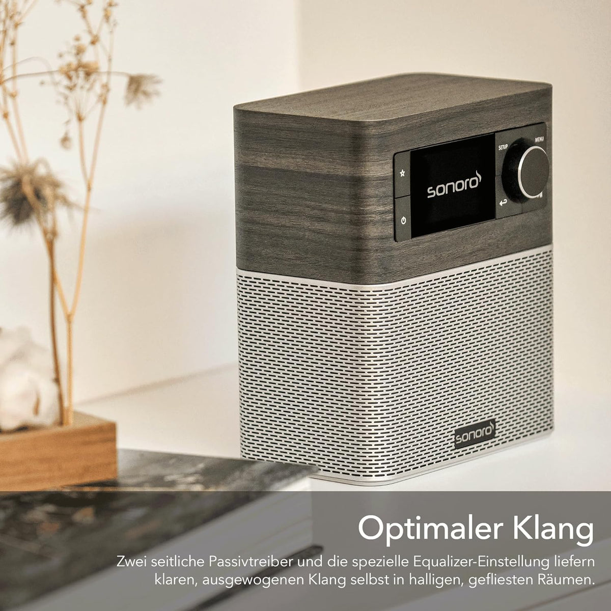 SONORO Stream Internetradio (FM/Dab+/WiFi, AUX-in, Bluetooth, Spotify, Deezer) Eiken Moor/Zilver - Digitale Radio - Badkamer, Keuken