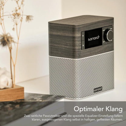 SONORO Stream Internetradio (FM/Dab+/WiFi, AUX-in, Bluetooth, Spotify, Deezer) Eiken Moor/Zilver - Digitale Radio - Badkamer, Keuken