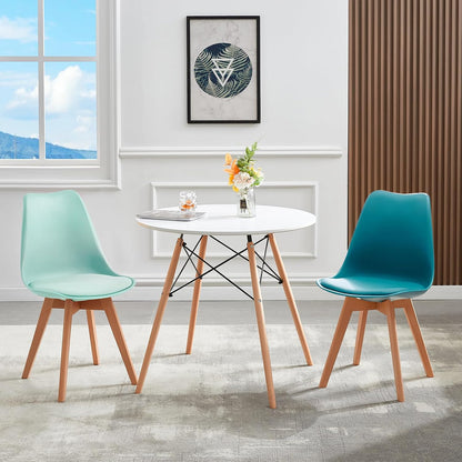 EGGREE 4er Set Esszimmerstühle Gewerbstoel met massief hout Beek Been SGS Gecontroleerd Scandinavisch Design Gepolsterde stoel Keukenstoel Hout, Gel + Rood + Mintgroen + Türkis