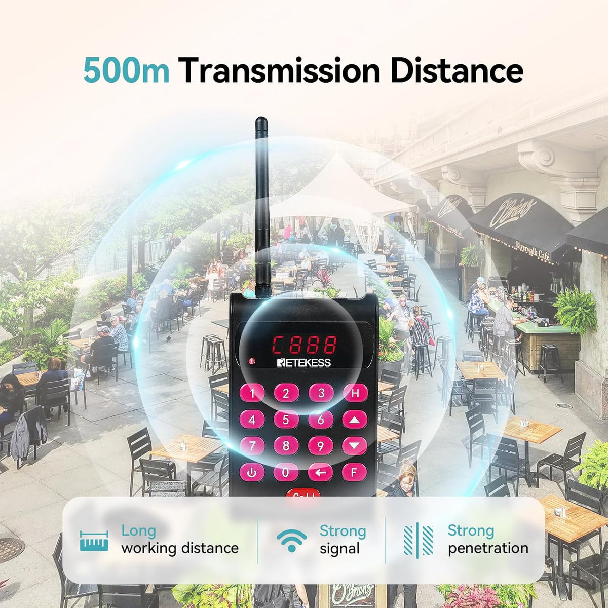 Draadloos Oproepsysteem – Pager – Semafoonsysteem – Communicatiesysteem – Oproepsysteem Restaurant – 500 Meter Bereik – 40 Pagers Met Afneembaar Toetsenbord – Mute-knop - QUORE
