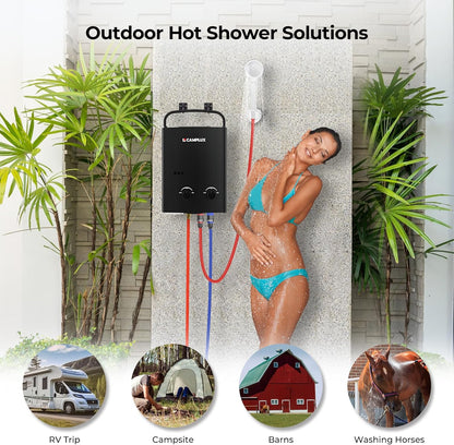 CAMPLUX AY132B 5 L/min Gas Boiler met Verstelbare Handgreep voor Buitendouche/Campers, Butaan (28-30mbar)/ Propaan (37 mbar)