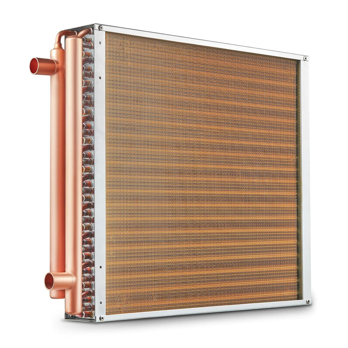 VEVOR Warmtewisselaar van water naar lucht, 20 "x 20" met 3-rij 3/8" koperen poorten, 242 aluminium vinnen warmtewisselaar voor houtovens buiten, woonverwarming en koeling, en geforceerde