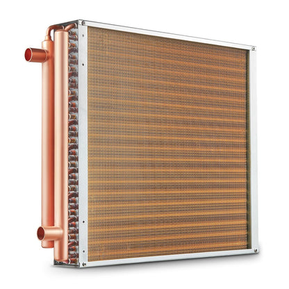 VEVOR Warmtewisselaar van water naar lucht, 20 "x 20" met 3-rij 3/8" koperen poorten, 242 aluminium vinnen warmtewisselaar voor houtovens buiten, woonverwarming en koeling, en geforceerde