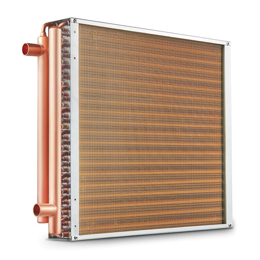 VEVOR Warmtewisselaar van water naar lucht, 20 "x 20" met 3-rij 3/8" koperen poorten, 242 aluminium vinnen warmtewisselaar voor houtovens buiten, woonverwarming en koeling, en geforceerde