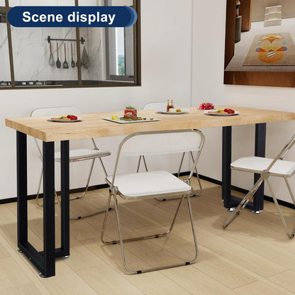 Heavy-duty 28" T-shaped metal legs for modern furniture.Powder-coated black finish, perfect for dining tables, kitchen, workbenches and home offices.Durable and versatile.(Set of 2)