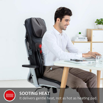 Snailax Shiatsu massagestoelkussen voor het hele lichaam, met warmte- en luchtcompressie, kneden, volledige rugmassagezetel, draagbare massagepad voor rug en nek, geschenken